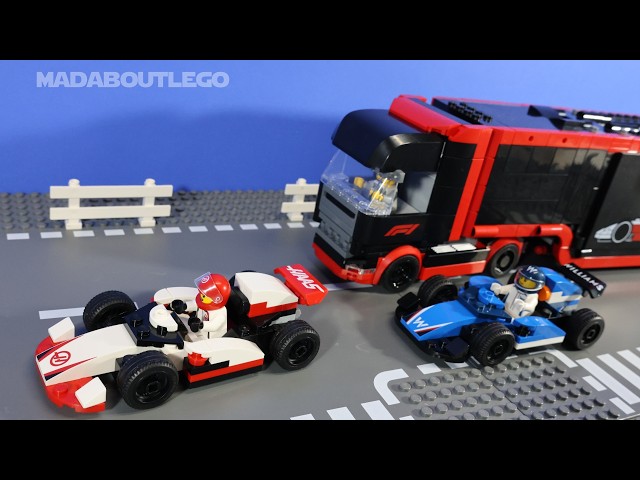 Vídeo relacionado con LEGO City Coches de F1 Williams Racing y Haas F1, Set con Coches de Carreras de Fórmula 1 de Juguete, 2 Maquetas de Vehículos y Minifiguras de Pilotos, Regalo para Niños y Niñas de 4 Años o Más 60464