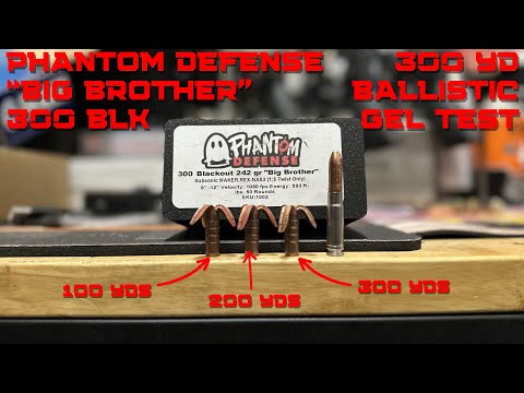 PSA Sabre .300 BLK, 8.5'', 1/5 twist, gel test 100-300yds, with Phantom Defense 242gr "Big Brother"