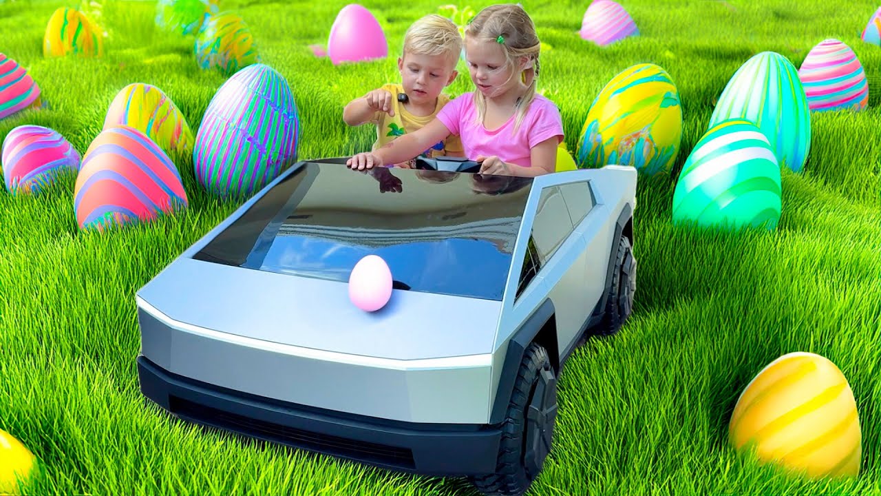 Naomi and David find giant colorful eggs. Learn colors and numbers for children.