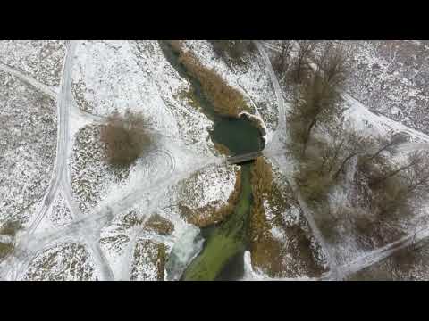 UKRAINE.VOVCHANSK city.Bird's-eye view of the Vovcha river.Winter 2021.European cities.