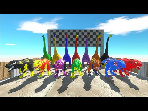 Brachiosaurus Duo T-rex Superheroes Dc Speed Race Championship - Animal Revolt Battle Simulator