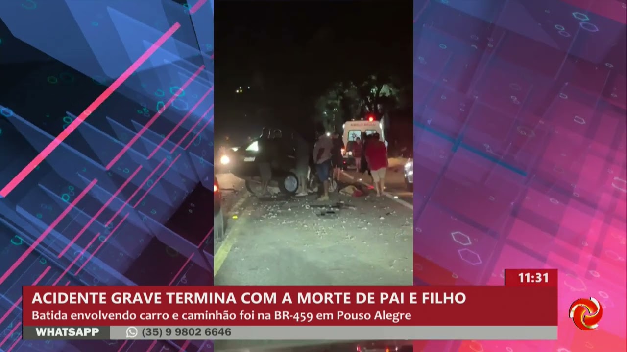 Batida entre carro e caminhão mata pai e filho em Pouso Alegre