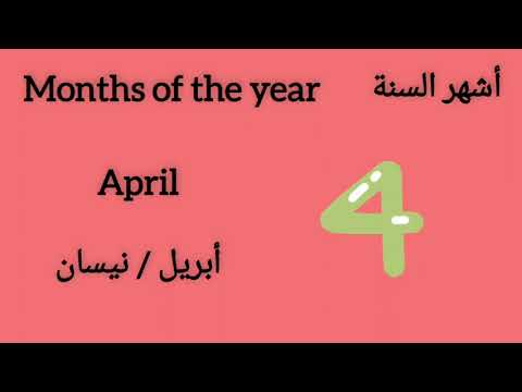 Months of the Year in English and Arabic. أشهر السنة في اللغتين العربية والانجليزية