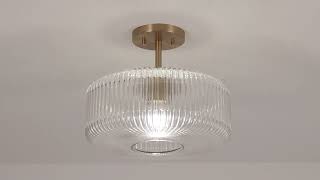 Watch A Video About the Possini Euro Bernado Warm Brass and Ribbed Glass Ceiling Light