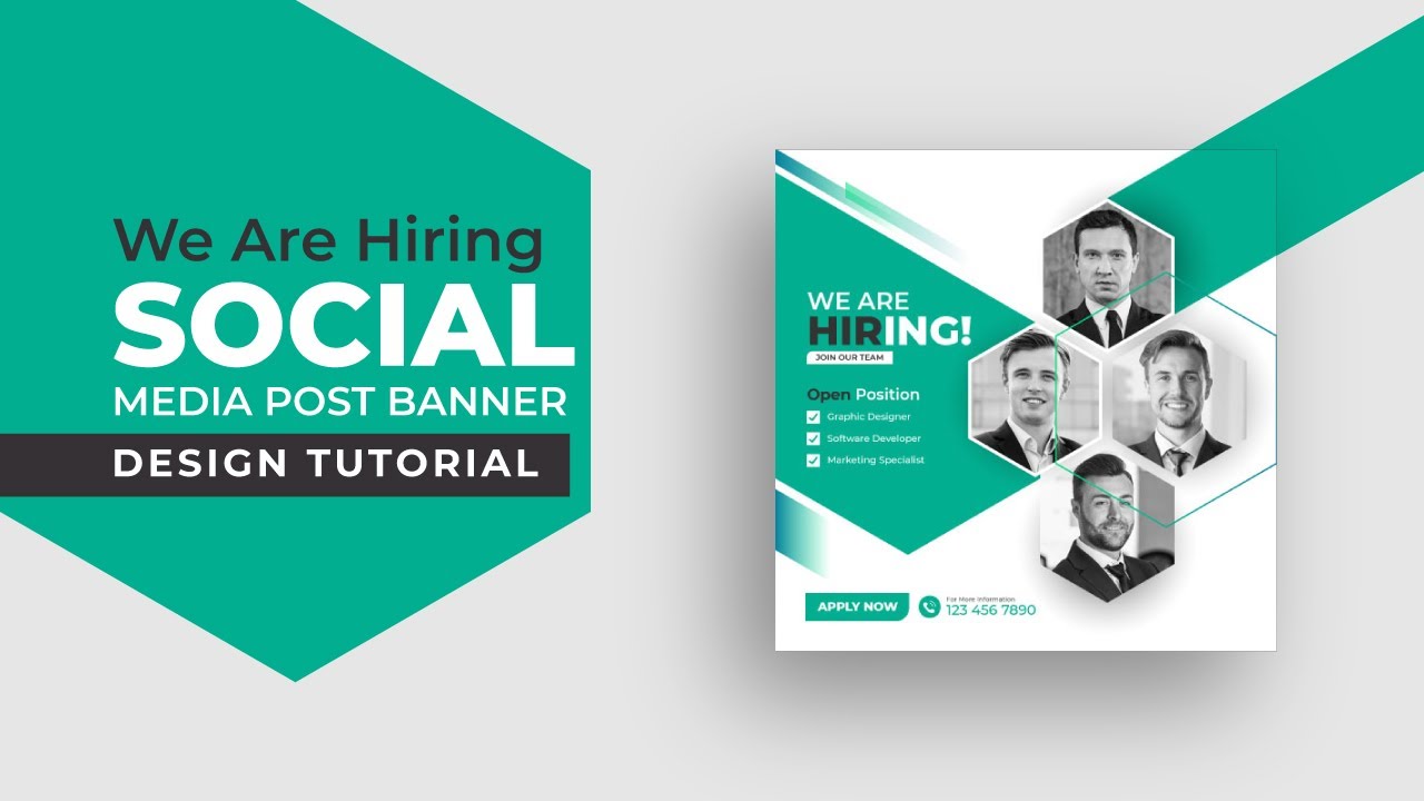 We Are Hiring Social Media post Banner Design Tutorial /illustrator/designhome12