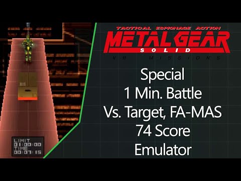 MGS: VR Missions | PS1 Emulator | Special | 1 Min. Battle | Vs. Target | FA-MAS | 74 Score