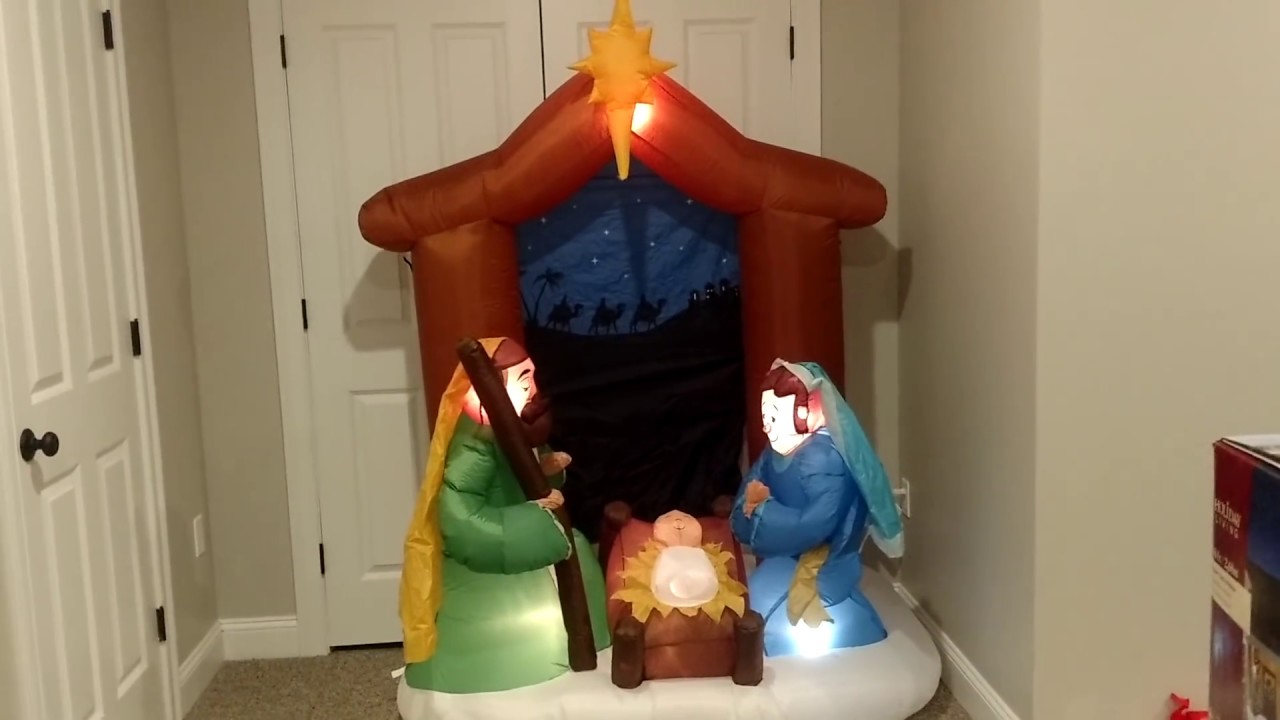 Lowe's Gemmy 2017 6.5ft Nativity Scene Airblown Inflatable Review