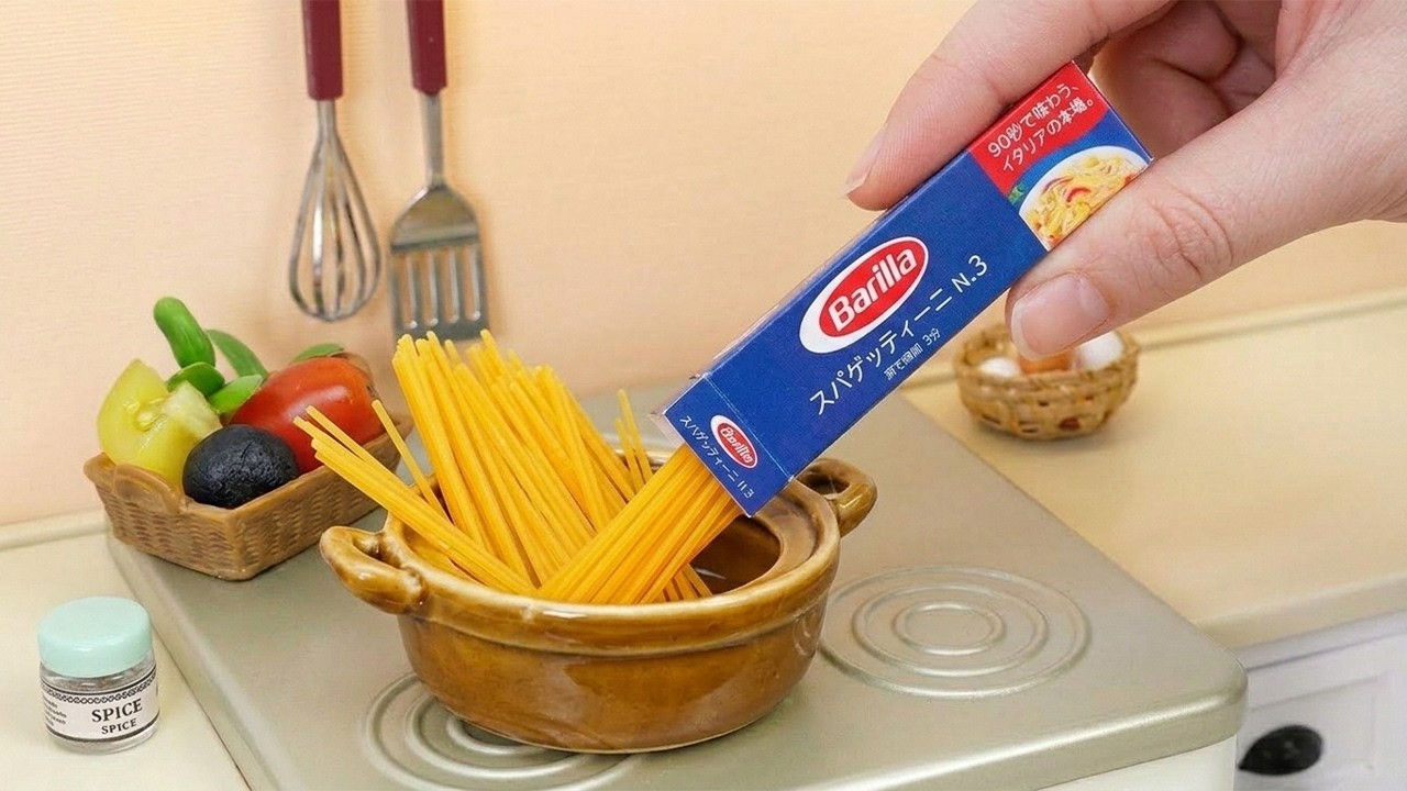 🔴[ライブ]🔴極ミニで美味しい本格ミニチュアスパゲッティのレシピ | So Yummy Miniature Cooking Spaghetti Recipe
