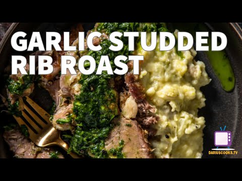 Garlic Studded Pork Rib Roast | With Double Cream Mashed Potatoes
