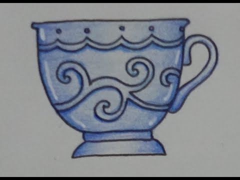 Adult Colouring Tutorial Blue Teacup - from Ivy and the Inky Butterfly by Johanna Basford