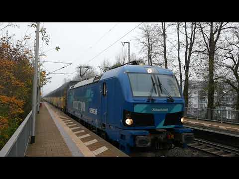 Bahnhof Gießen Oswaldsgarten Güterzug mit Smartron 192 103 plus geschlossene Autotransportwaggons