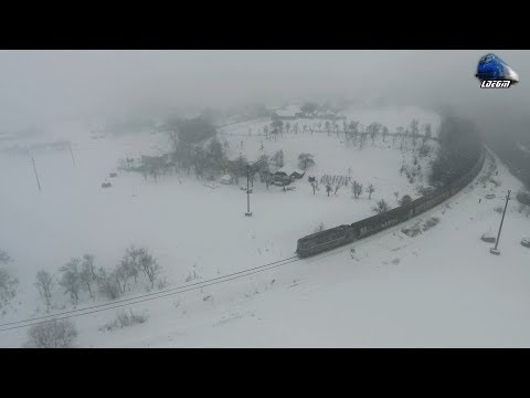 [Drone]LDE2100 60-1158-4 & Marfar CFR MARFĂ Freight Train in Zăpadă/Snow in Defileul Crișului Repede