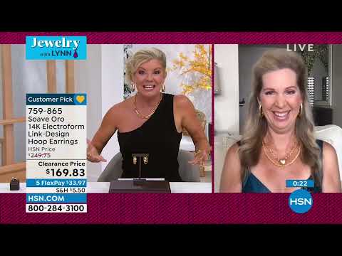 Soave Oro 14K Gold Electroform Polished LinkDesign Hoop ...