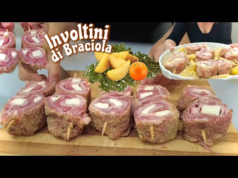 BRACIOLE RIPIENE IMPANATE al profumo di ARANCIA 🍊 al forno con Patate 🥔