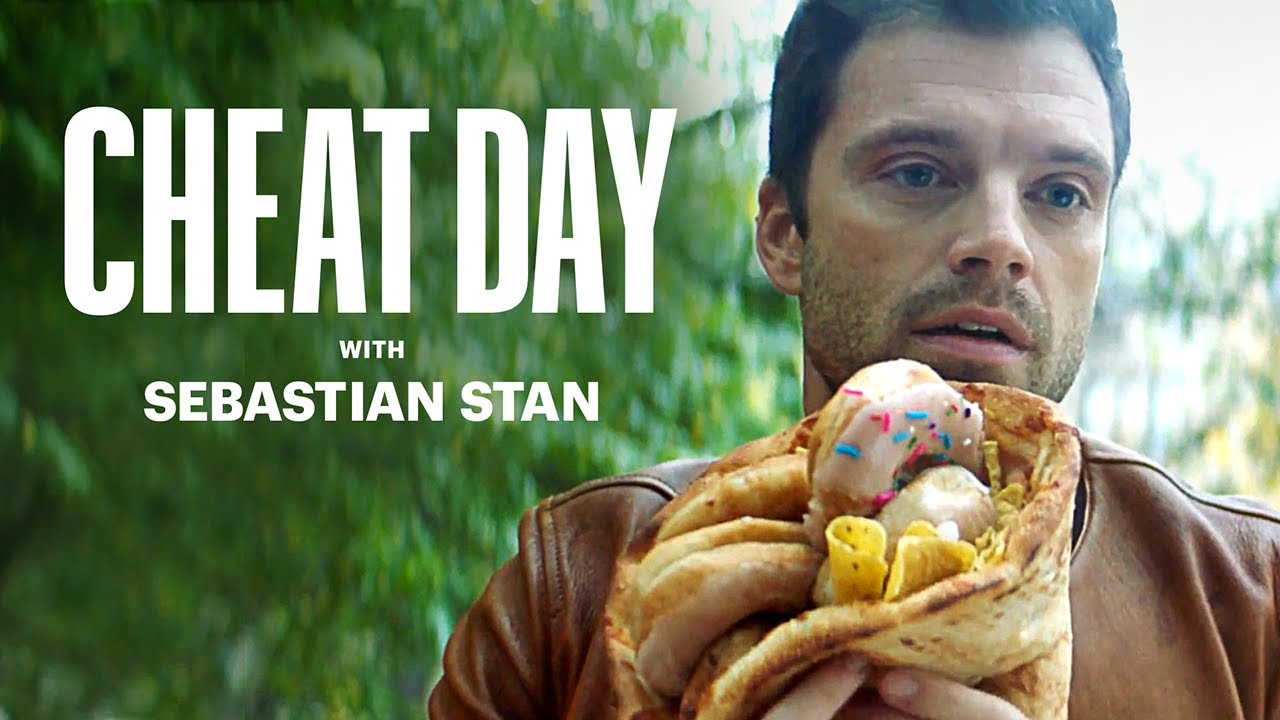 Sebastian Stan Eats a Donut Dorito Hot Dog Pizza | Cheat Day | Men's Health thumnail