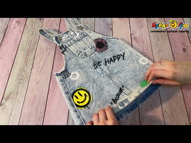 Сарафан Lanson Kids джинсовый с принтом голубой - видео
