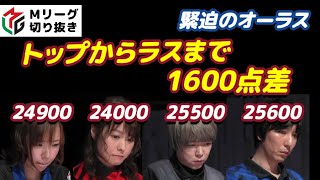 【Mリーグ】トップからラスまで1600点差 緊迫のオーラス【プロ麻雀切り抜き】