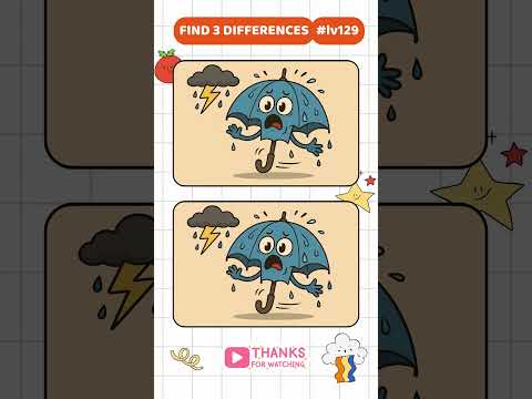 Find 3 Differences – Umbrella Terrified of Lightning #129