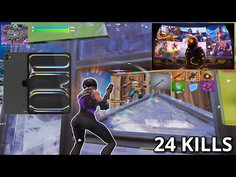 Fortnite MOBILE - 24 KILL Solo vs Squads (120FPFS iPad Pro M4 Gameplay)