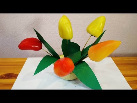 Букет. Осенние поделки из овощей в школу и садик своими руками.