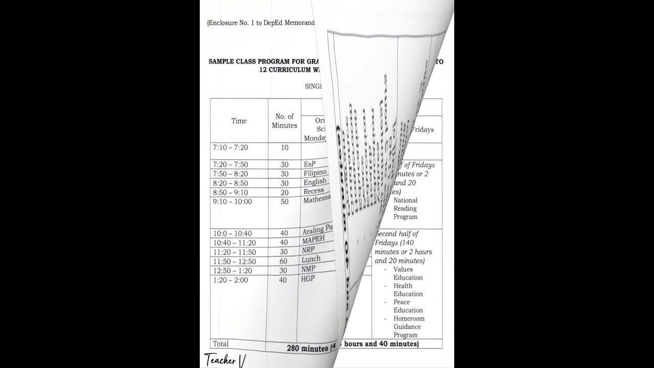 Sample Class Program of Catch Up Fridays