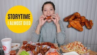 STORYTIME MUKBANG WITH FRIENDS | AMERICAN DELI WINGS