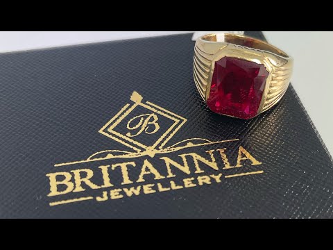 Britannia Jewellery 9ct Yellow Gold CZ signet ring 10.3G code: c10449