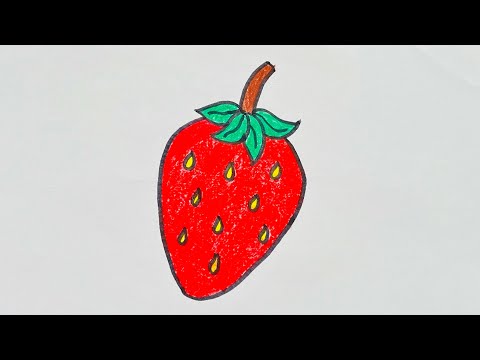 How to Draw a Strawberry | Fruits Drawing | Strawberry Drawing, Painting and Colouring for Kids