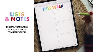 Lists and Notes Digital Planning Templates Vol 1-4 Walkthrough