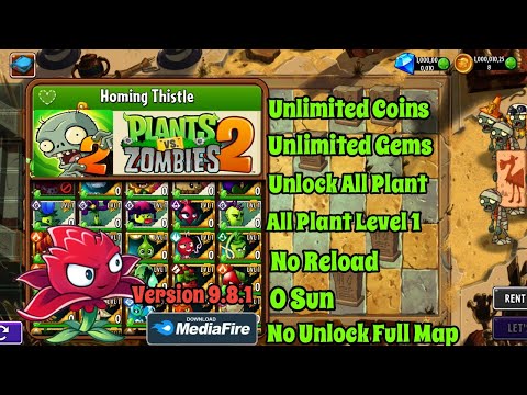 Plants Vs Zombie 2 v9.8.1 Mod | Unlimited Coins&Gems,Unlock All Plants,No Reload,0 Sun...|PVZ2