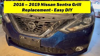 2016-2019 Nissan Sentra Grill Removal and Replacement. Easy DIY. Also Nissan Emblem/Badge Install.