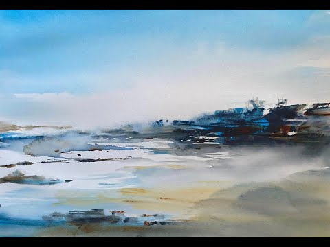 Lois' Easy 5 Minute SPONTANEOUS Loose Watercolor Landscape Painting Watercolour Seascape Tutorial