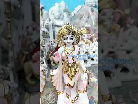 Worship Painted Marble Radha Krishna Statue