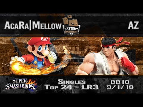 Battery Basement 10 - AcaRa|Mellow (Mario) Vs. AZ (Ryu) - Top 24 - Losers Round 3