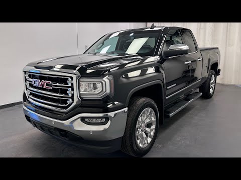 2017 GMC Sierra 1500 4WD Double Cab Standard Box SLT in Black for sale at Davis GMC Buick Lethbridge in Lethbridge, AB