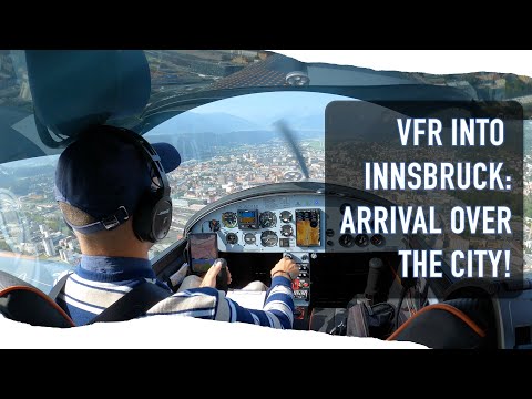Stunning VFR arrival into Innsbruck - with ATC and cockpit audio