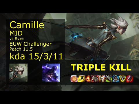 Camille Mid vs Ryze - EUW Challenger 15/3/11 Patch 11.5 Gameplay