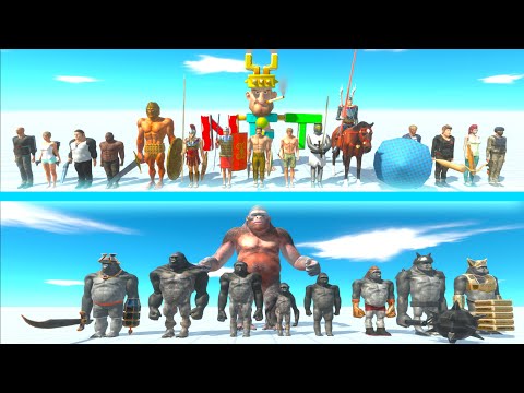 ALL HUMANS Team vs MUTANT PRIMATES Team - Animal Revolt Battle Simulator ARBS