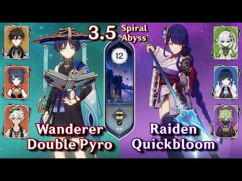 Spiral Abyss 3.5 - C0 Wanderer Double Pyro & C0 Raiden Quickbloom | Floor 12 9 Star | Genshin Impact