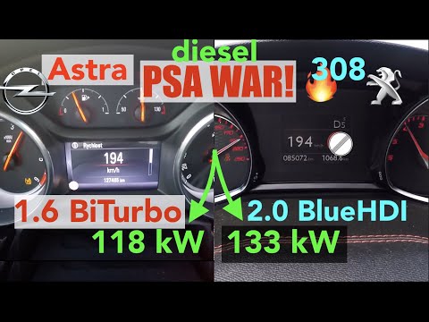 Acceleration Battle | Opel Astra 1.6 CDTI Biturbo vs Peugeot 308 GT 2.0 BlueHDi | 118 vs 133 kW