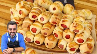 A RECEITA MAIS FÁCIL DE ENROLADINHO DE SALSICHA  - MASSA FOFINHA - Receitas de Pai