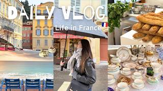 【フランス生活Vlog #7】🇫🇷ニース在住 | 朝7:30から始まる充実な1日🌤️ | 蚤の市で宝探しと注意点⚠︎ | フランス語勉強を始めた理由 | 日本語の本を探しに📖 | JP/EN