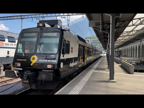 Ausfahrt des R in Brig auf Gleis 1