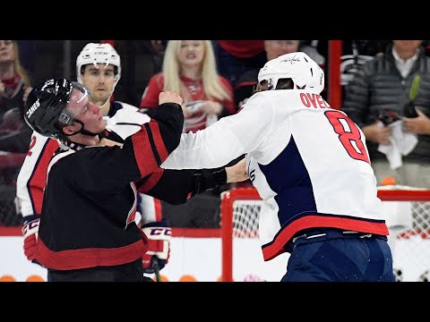 2 years ago fight Alex Ovechkin vs Andrey Svechnikov, Ovechkin knocked out Svechnikov