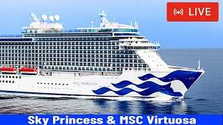 SHIPS TV - Sky Priness & MSC Virtuosa Cruise Ships Departing Port of Southampton (LIVE)