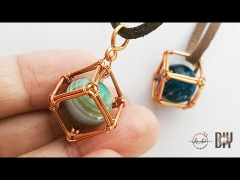 Cube pendant - How to wrapping big stone without holes 363