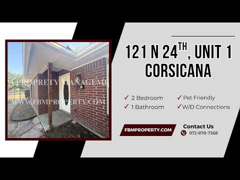 121 N 24th St, Unit 2 - Cozy 2 Bedroom, 1 Bathroom Duplex in Corsicana, TX! property video