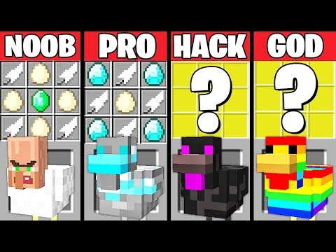 Minecraft Battle: SUPER CHICKEN MUTANT CRAFTING CHALLENGE - NOOB vs PRO vs HACKER vs GOD ~ Animation