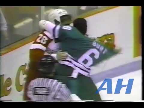 NHL Oct. 12, 1990 Joey Kocur,DET v Adam Burt,HFD Detroit Red Wings Hartford Whalers